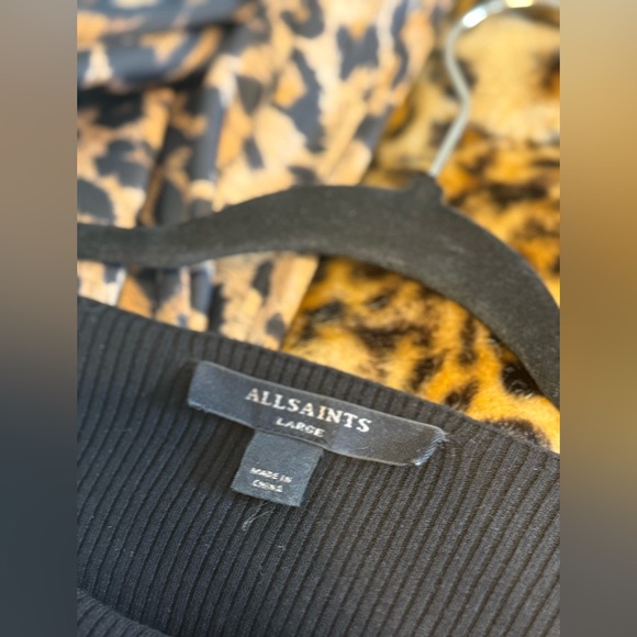 All Saints Hera Leopard Print 2-In-1 Midi Dress - Picture 13 of 14